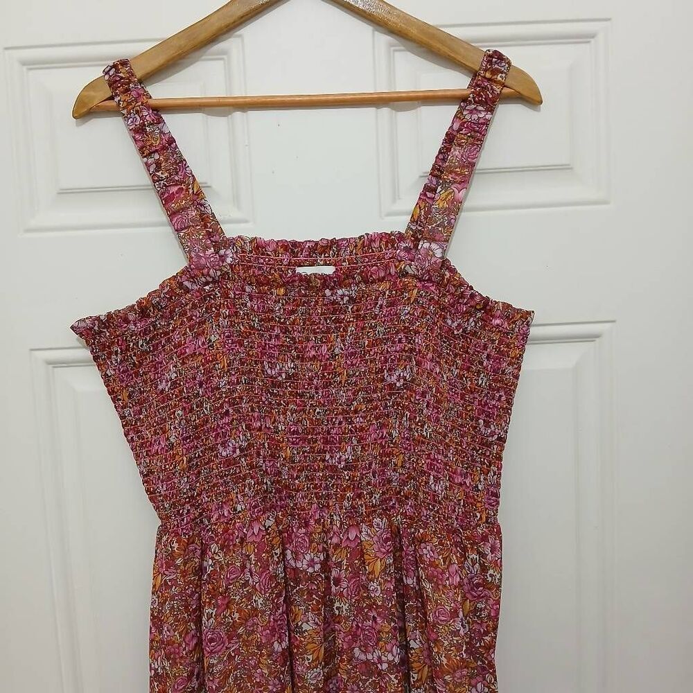 The drop women 2xl long maxi dress smocked square neck pink floral empire waist - Picture 6 of 9